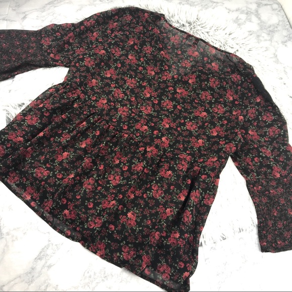 Torrid Sheer Floral Boho Chiffon Peasant Top EUC - Picture 2 of 8